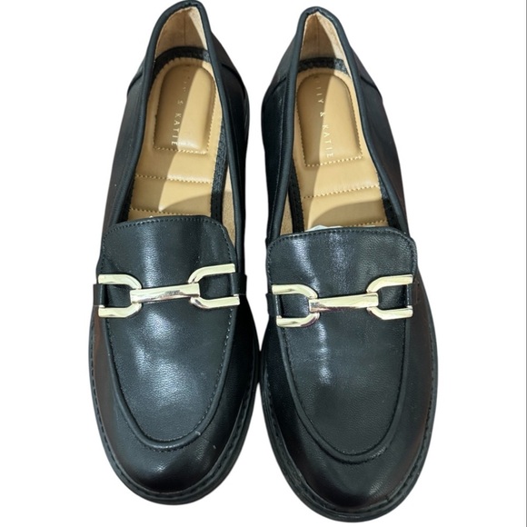 Kelly & Katie Women’s Y2K Size 9.5 Black Metal Accent Chunky Heel Loafers Preppy - Picture 5 of 13